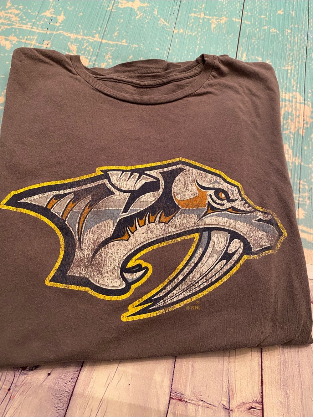Nashville Predators Graphic Tee - Charcoal with Yellow Accent